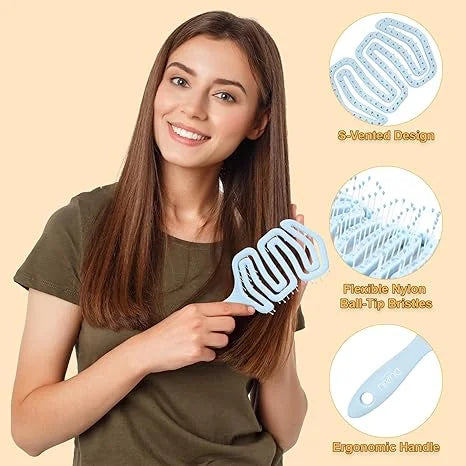 DUAIU Detangling Brush, Curved Vented Hair Brush for Wet Hair Faster Blow Drying, Styling, Smooth Detangler Hairbrush for Women Curly Thick Wavy Thin Fine Long Short Hair