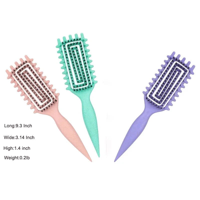 DUAIU Curl Defining Brush,Curly Hair Brush,Vented Hair Brush for Detangling, Shaping and Defining Curls For Women and Men Less Pulling (Green)