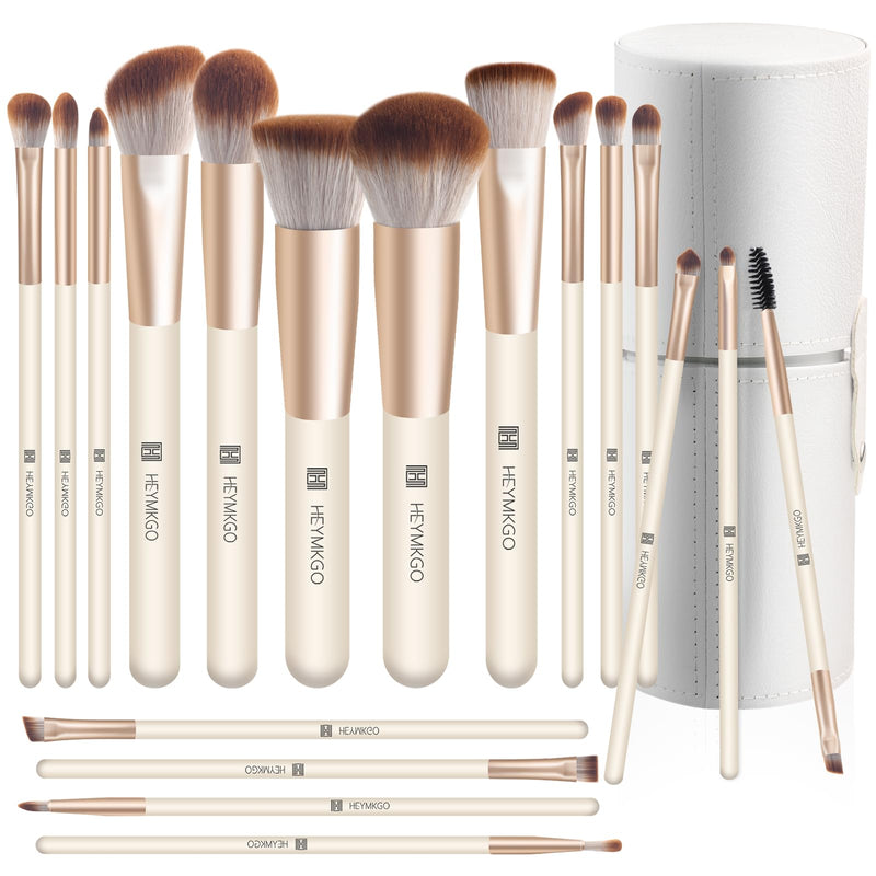 DUAIU Makeup Brushes,18Pcs Makeup Brushes Set Professional Premium Synthetic Foundation Powder Blush Blending Face Brush Kit, Eyeshadow Set Brush Set Kit with Caes(Apricot)