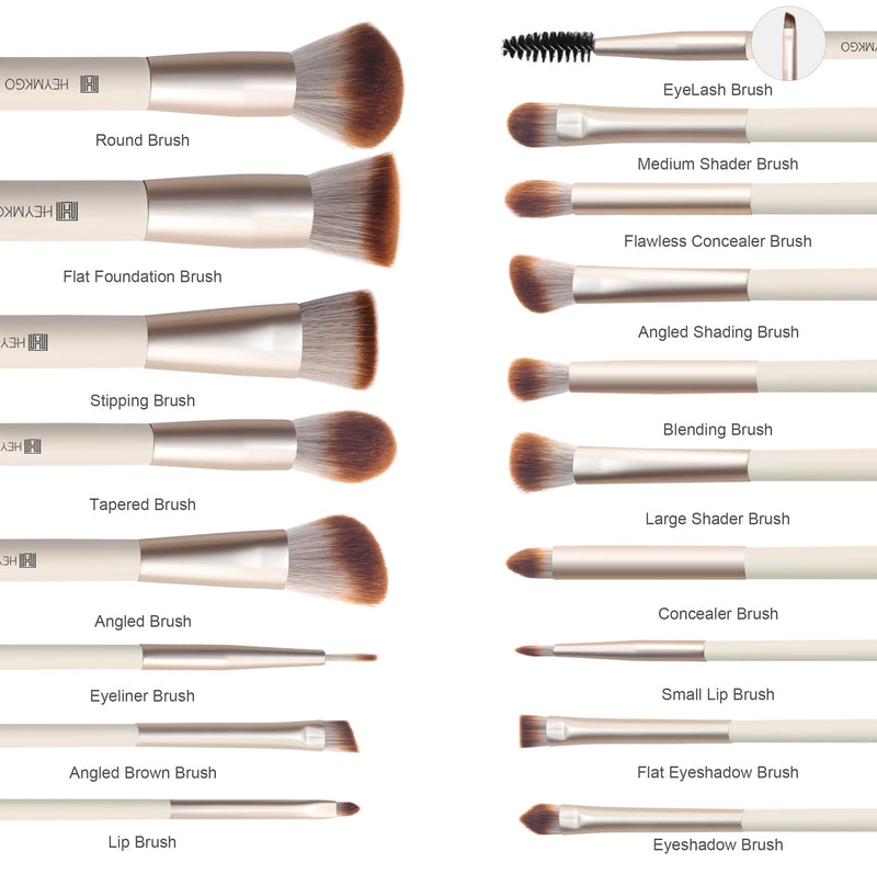 DUAIU Makeup Brushes,18Pcs Makeup Brushes Set Professional Premium Synthetic Foundation Powder Blush Blending Face Brush Kit, Eyeshadow Set Brush Set Kit with Caes(Apricot)