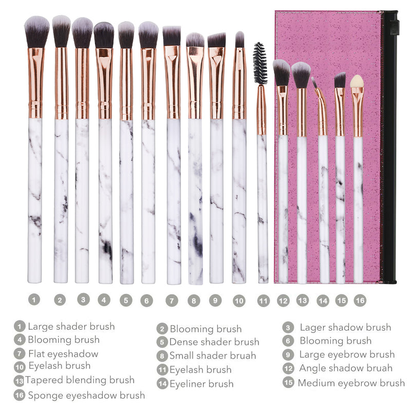 Marble-16pcs Eyeshadow Makeup Brush Sets