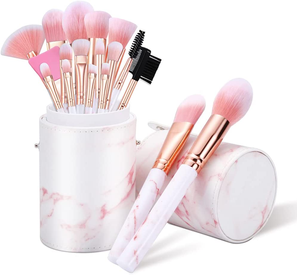 Makeup Brushes Sets Glamour Gaze 16PCS Pink Marble Make up Brushes - DUAIU Shop