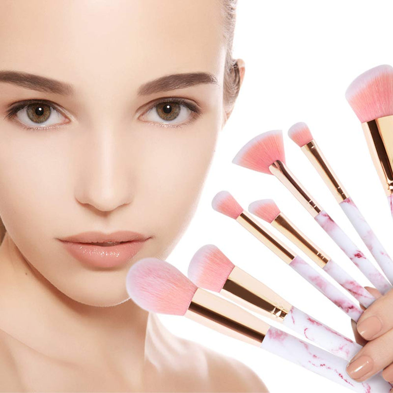 12Pcs Pink Marble Makeup Brush with Beauty Blender and Cosmetic Bag - DUAIU Shop