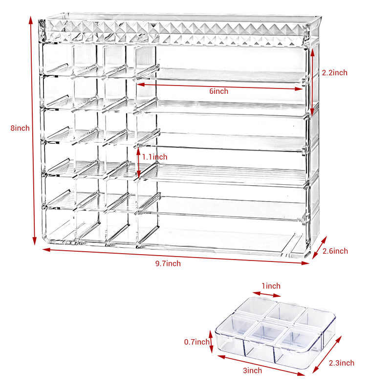 Clear Makeup Organizer - Cosmetic Display Cases Makeup Stand Brush Holder Perfume Organizers with 2pcs Jewelry Organizer for Lipstick Lotions Eyeshadow Nail Polish Hair Accessories