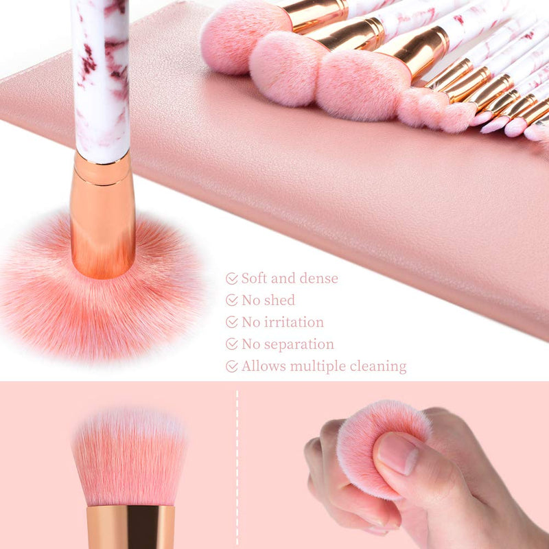 12Pcs Pink Marble Makeup Brush with Beauty Blender and Cosmetic Bag - DUAIU Shop