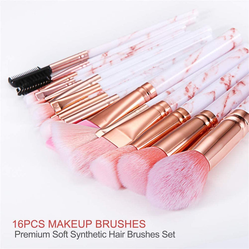 Makeup Brushes Sets Glamour Gaze 16PCS Pink Marble Make up Brushes - DUAIU Shop