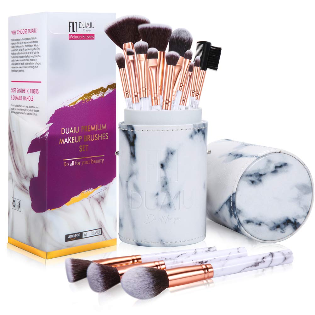 Glamour Gaze Makeup Brushes 10pcs Marble Makeup Brush Set Foundation Powder Blush Blending Eyeshadow Brushes Sets