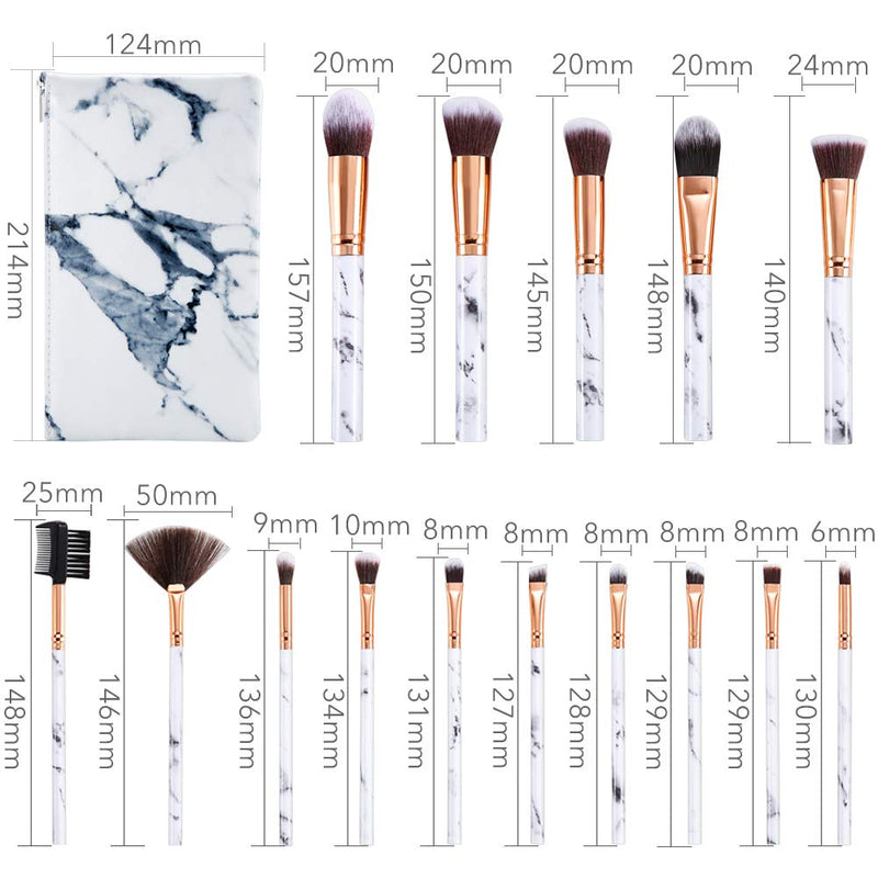 DUAIU 15PCs Marble Makeup Brush Set with Bag - DUAIU Shop