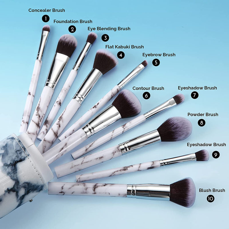 10PCs Marble Makeup Brush Set with Gift Box - DUAIU Shop