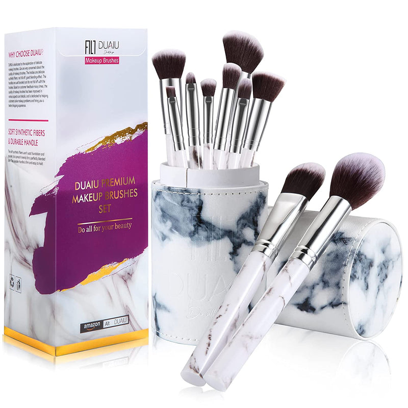 10PCs Marble Makeup Brush Set with Gift Box - DUAIU Shop