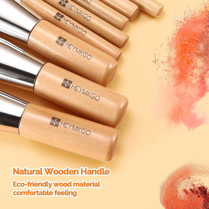 HEYMKGO 12pcs Eco-friendly Vegan  Wooden Handle Makeup Brushes - DUAIU Shop