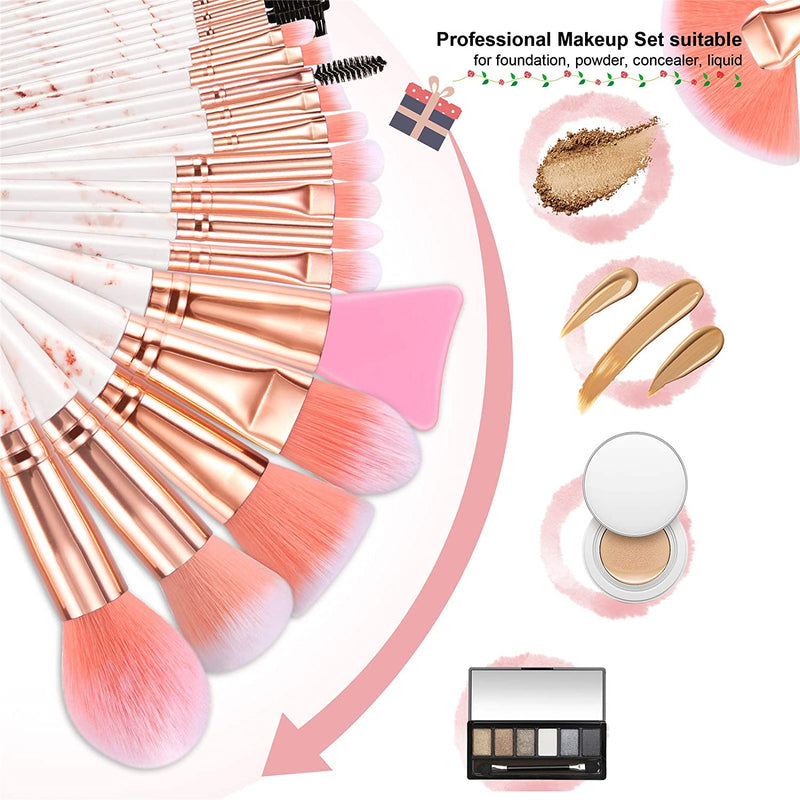 16Pcs Pink Makeup Brush Set with 4PCs Makeup Sponge - DUAIU Shop