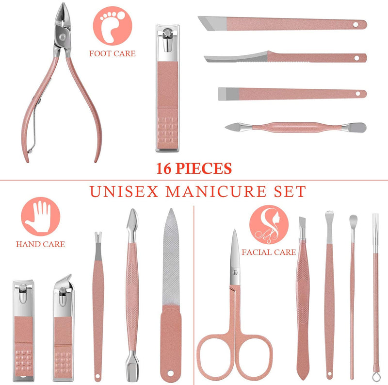 Manicure Set Glamour Gaze Manicure Pedicure Kit Nail Clippers 16 in 1 Professional Stainless Steel - DUAIU Shop