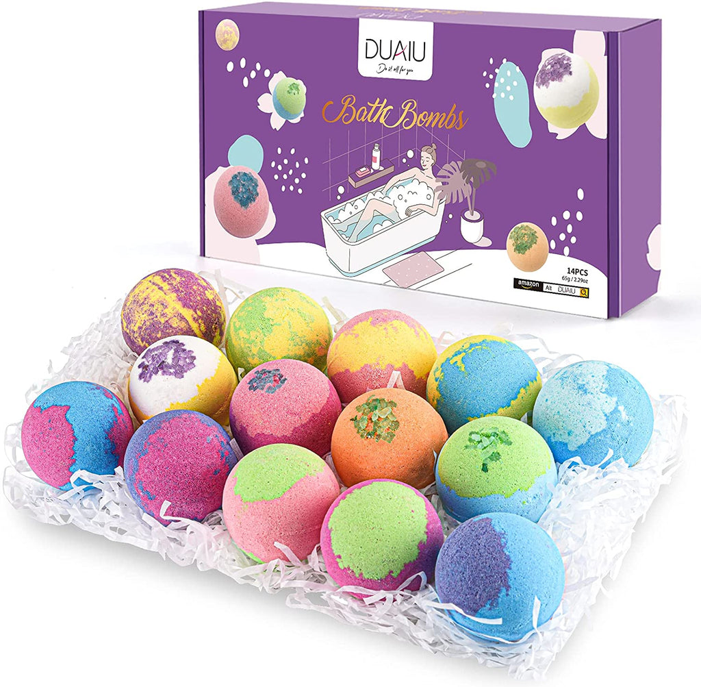 Bath Bombs Gift Set DUAIU 14Pcs Natural Bath Bomb Set Organic Bubble Bath Bombs - DUAIU Shop