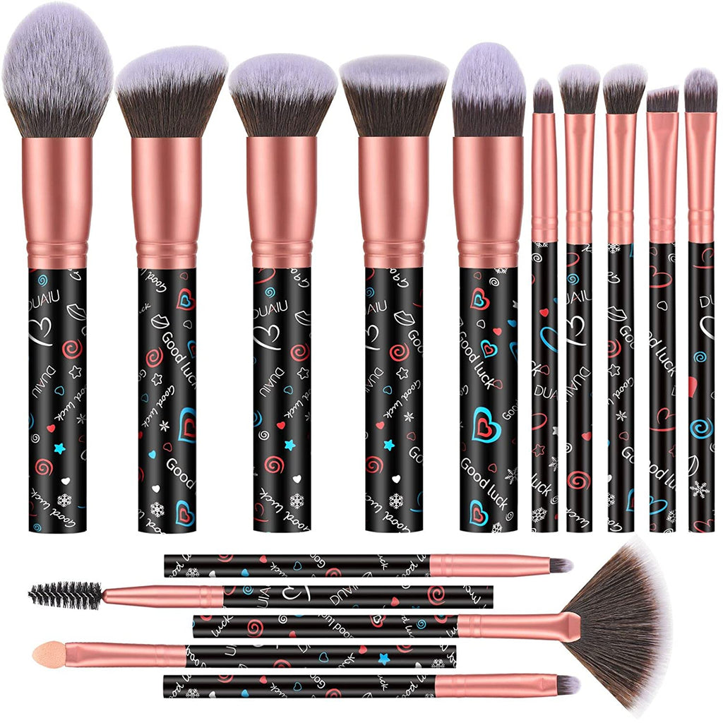 DUAIU 15PCs Black LUCK Makeup Brush Set - DUAIU Shop