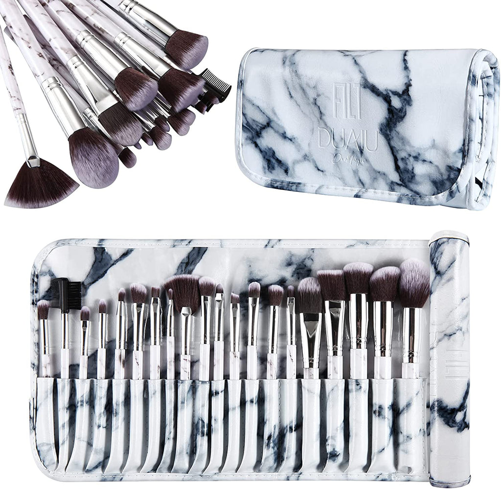 DUAIU 20Pcs Marble Makeup Brush Set with PU Leather Makeup Brush Bag For Travel - DUAIU Shop