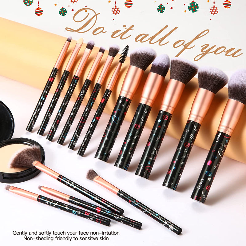 DUAIU 15PCs Black LUCK Makeup Brush Set - DUAIU Shop