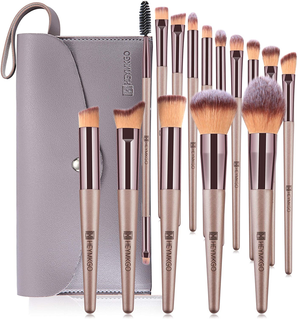 HEYMKGO 15PCS Champagne Gold Professional Makeup Brush Sets Foundation Brush Blending Powder Blush - DUAIU Shop